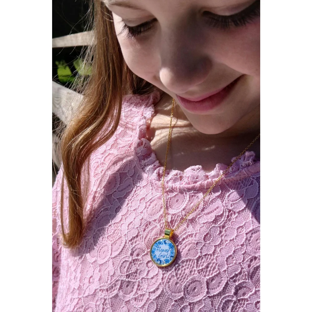 Flower Girl Necklace: Wedding Keepsake, Something Blue Gift